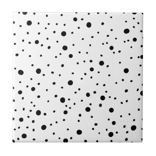 Zwart-witte poka Dots Tegeltje (Voorkant)