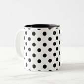Zwart-witte poka Dots Tweekleurige Koffiemok (Voorkant links)