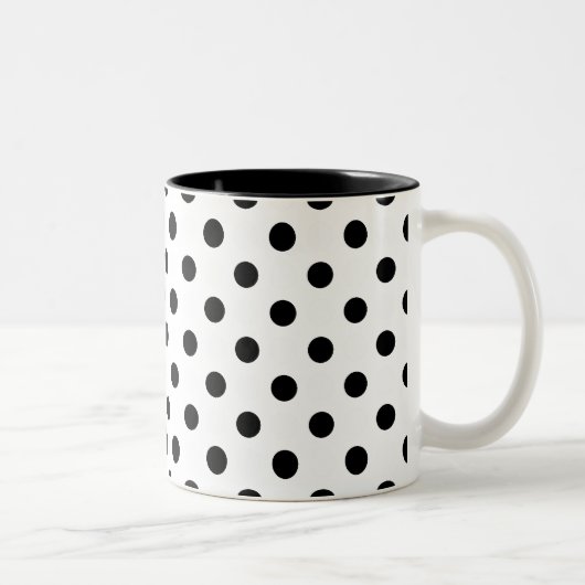 Zwart-witte poka Dots Tweekleurige Koffiemok (Rechts)