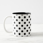 Zwart-witte poka Dots Tweekleurige Koffiemok (Links)