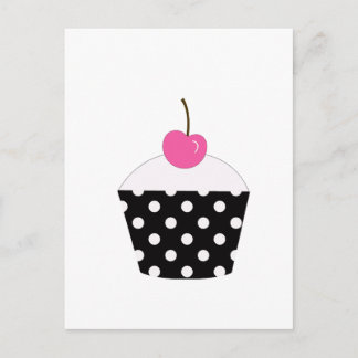 Zwart-witte poka pit cupcake met roze kerrie briefkaart