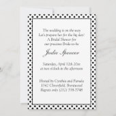 Zwart-witte poka punt Bridal-douche Uitnodiging (Achterkant)