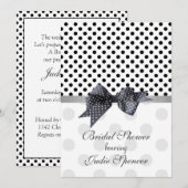 Zwart-witte poka punt Bridal-douche Uitnodiging (Voorkant / Achterkant)