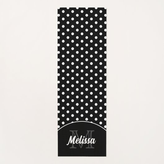 Zwart-witte poka punts retro patroon Monogram Yogamat (Voorkant)