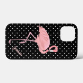 Zwart-witte pokadop met Flamingo Case-Mate iPhone Case (Achterkant (horizontaal))