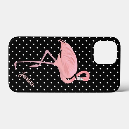 Zwart-witte pokadop met Flamingo Case-Mate iPhone Case (Achterkant (horizontaal))