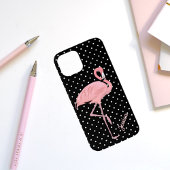 Zwart-witte pokadop met Flamingo Case-Mate iPhone Case