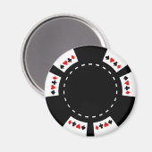 Zwart-witte poker Chip Magneet (Voorkant / Achterkant)
