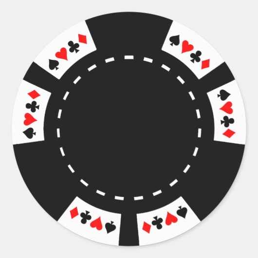 Zwart-witte poker Chip Ronde Sticker (Voorkant)