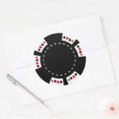 Zwart-witte poker Chip Ronde Sticker (Envelop)