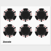 Zwart-witte poker Chip Ronde Sticker (Vel)