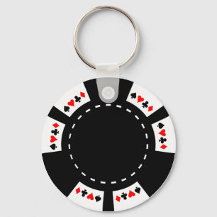 Zwart-witte poker Chip Sleutelhanger