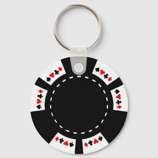 Zwart-witte poker Chip Sleutelhanger (Voorkant)