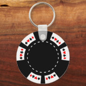 Zwart-witte poker Chip Sleutelhanger (Voorkant)