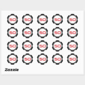 Zwart Witte Pokerchip Casino Verjaardagsnummer Ronde Sticker (Vel)