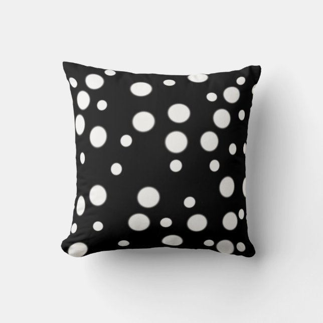 Zwart Witte Polka Dots Reversible Kussens (Voorkant)
