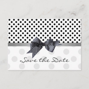 Zwart-witte polka stip Save the Date Wedding In