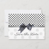 Zwart-witte polka stip Save the Date Wedding In (Voorkant)