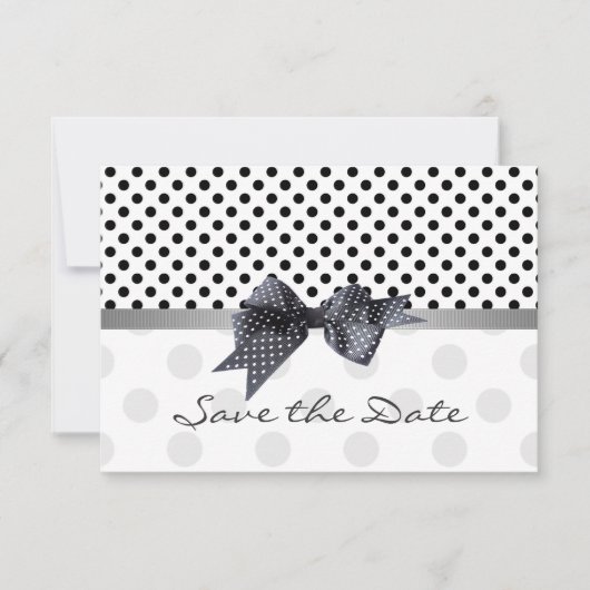 Zwart-witte polka stip Save the Date Wedding In (Voorkant)