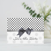 Zwart-witte polka stip Save the Date Wedding In (Staand voorkant)