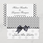 Zwart-witte polka stip Save the Date Wedding In (Voorkant / Achterkant)