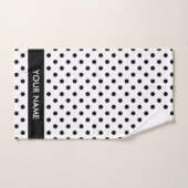 Zwart-witte polka stippen gepersonaliseerd badhand bad handdoek (Handdoek)
