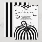 Zwart-Witte Pompoen Halloween 1e Verjaardag Kaart (Voorkant / Achterkant)