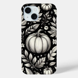 Zwart-Witte Pompoenen iPhone 15 Case