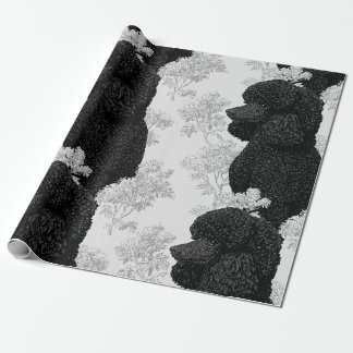Zwart-witte Poodle & Botanisch Inpakpapier