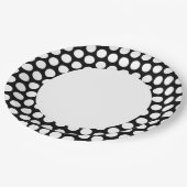 Zwart-witte pooldot met cirkel papieren bordje (Gekanteld)