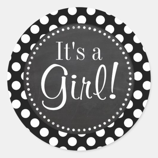 Zwart-witte pooldots; alkbordvormig ronde sticker (Voorkant)