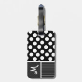 Zwart-witte pooldots bagagelabel (Achterkant verticaal)