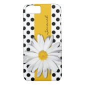 Zwart-witte pooldots, Daisy iPhone 7 Hoesje (Achterkant)