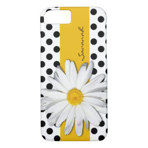 Zwart-witte pooldots, Daisy iPhone 7 Hoesje