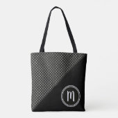 Zwart-witte pooldots en vast monogram tote bag (Achterkant)