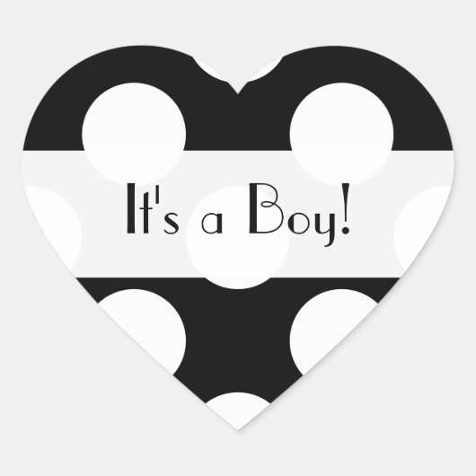 Zwart-witte pooldots, gedopt, Baby shower Hart Sticker (Voorkant)