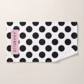 Zwart-witte pooldots, gedopt, Jouw naam Bad Handdoek (Handdoek)