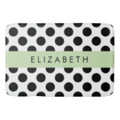 Zwart-witte pooldots, gedopt, Jouw naam Badmat (Voorkant)