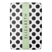 Zwart-witte pooldots, gedopt, Jouw naam Badmat (Voorkant Verticaal)