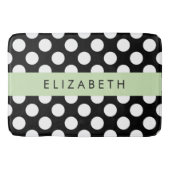 Zwart-witte pooldots, gedopt, Jouw naam Badmat (Voorkant)