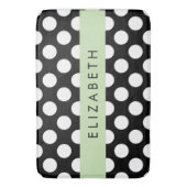 Zwart-witte pooldots, gedopt, Jouw naam Badmat (Voorkant Verticaal)