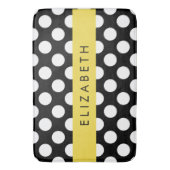 Zwart-witte pooldots, gedopt, Jouw naam Badmat (Voorkant Verticaal)