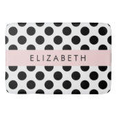 Zwart-witte pooldots, gedopt, Jouw naam Badmat (Voorkant)