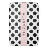 Zwart-witte pooldots, gedopt, Jouw naam Badmat (Voorkant Verticaal)
