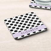 Zwart-witte pooldots, gedopt, Jouw naam Bier Onderzetter (Linkerzijde)