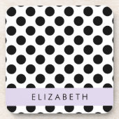 Zwart-witte pooldots, gedopt, Jouw naam Bier Onderzetter (Voorkant)
