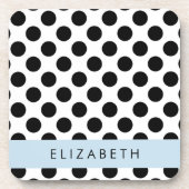 Zwart-witte pooldots, gedopt, Jouw naam Bier Onderzetter (Voorkant)