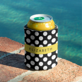 Zwart-witte pooldots, gedopt, Jouw naam Blikjeskoeler