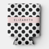 Zwart-witte pooldots, gedopt, Jouw naam Blikjeskoeler (Voorkant)