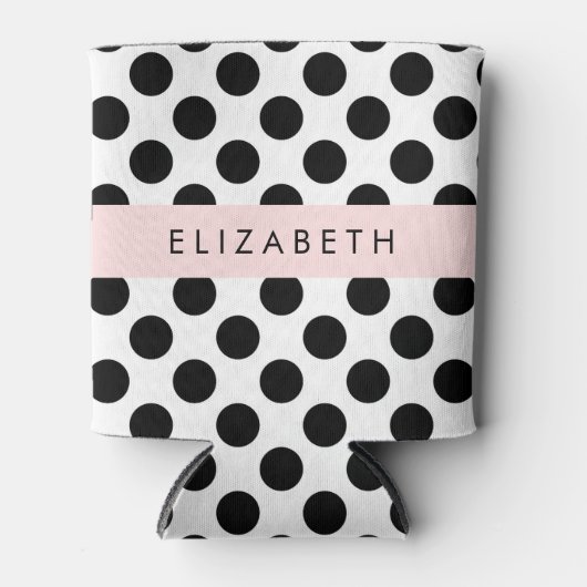 Zwart-witte pooldots, gedopt, Jouw naam Blikjeskoeler (Voorkant)